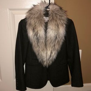Ann Taylor LOFT petite wool faux fur blazer XS